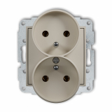 KARLIK - Mechanizm gniazda podwójnego do ramki z uziemieniem 2x(2P+Z) (bez przesłon torów prądowych) podtynkowy IP 20, 16A 250V~ MINI taupe - 60MGPR-2z