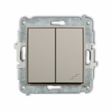 KARLIK - Mechanizm łącznika jednobiegunowego ze schodowym (wspólne zasilanie) podtynkowy IP 20 / IP 44, 10AX 250V~ MINI taupe - 60MWP-10.1