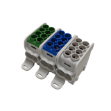 MOREK - Blok dystrybucyjny - rozdzielczy HLAK 25 3P szary, niebieski, zielony 2xAl/Cu 25mm2+16mm2 1000VAC/1500VDC - MAG3251ABG