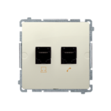 KONTAKT SIMON - Gniazdo komputerowe RJ45 kat.5e + telefoniczne RJ11 (moduł). Montaż gniazda na wkręty do puszki; beż - BMF5T.02/12
