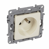 LEGRAND - GNIAZDO POJEDYNCZE Z UZIEMIENIEM 2P+Z Z PRZESŁONAMI ZACISKI AUTOMATYCZNE 16A 250V  KREMOWY NILOE - 664636