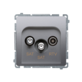 KONTAKT SIMON - Gniazdo antenowe satelitarne podwójne końcowe SAT-SAT-RTV, (moduł). 2xwejście: SAT: 5–2400 MHz, RTV: 5–862 MHz; stal inox - BMZAR+SAT3.1-P2.01/21