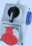 ELEKTROMET DZIERŻONIÓW - ZESTAW INSTALACYJNY 32A 3P+N+Z + GNIAZDO 2P+Z IP54 PRZEŁĄCZNIK L-0-P C32-48.1N - 974014