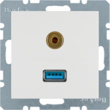 HAGER - GNIAZDO USB / 3.5 MM AUDIO BIAŁY POŁYSK S.1/B.KWADRAT/B.3/B.7 - 3315398989