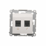 KONTAKT SIMON - Gniazdo komputerowe RJ45 kategoria 5e + telefoniczne RJ12 (moduł); biały - D5T.01/11