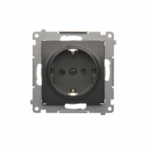 KONTAKT SIMON - Gniazdo Schuko z przesłonami (moduł) 16A, 250V~, szybkozłącza; antracyt - DGSz1CZ.01/48