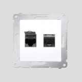 KONTAKT SIMON - Gniazdo komputerowe podwójne RJ45 kategoria 6 ekranowane z przesłoną przeciwkurzową (moduł); biały - D62E.01/11