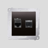 KONTAKT SIMON - Gniazdo komputerowe podwójne RJ45 kategoria 6 ekranowane z przesłoną przeciwkurzową (moduł); antracyt - D62E.01/48