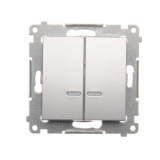 KONTAKT SIMON - ŁĄCZNIK ŚWIECZNIKOWY Z PODŚWIETLENIEM LED DO WERSJI IP44 ZACISKI AUTOMATYCZNE 10AX 250V SREBRNY MAT SIMON 54 - DW5BL.01/43