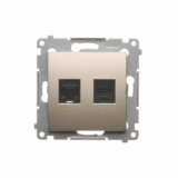 KONTAKT SIMON - Gniazdo komputerowe RJ45 kategoria 5e + telefoniczne RJ12 (moduł); złoty mat - D5T.01/44