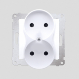 KONTAKT SIMON - Gniazdo wtyczkowe bez uziemienia z przesłonami podwójne (moduł) 16A, 250V~, zaciski śrubowe; biały *Do ramek S54 PREMIUM - DG2MZ.01/11