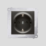 KONTAKT SIMON - Gniazdo Schuko z przesłonami (moduł) 16A, 250V~, zaciski śrubowe; antracyt - DGSz1Z.01/48