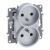 LEGRAND - NILOE SELECTION - GNIAZDO 2 X 2P+Z DO RAMEK WIELOKROTNYCH (BEZ PRZESŁONY, ZACISKI ŚRUBOWE) ALUMINIUM - 762135