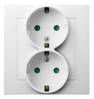 OSPEL - GNIAZDO PODWÓJNE SCHUKO BIAŁY AS - GP-2GSP/00