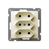 OSPEL - GNIAZDO POTRÓJNE BEZ UZIEMIENIA 3X2P EURO ZACISKI ŚRUBOWE 2.5A 250V IP20 EURO ECRU AS - GP-3G/m/27