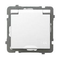 OSPEL - GNIAZDO POJEDYNCZE Z UZIEMIENIEM 2P+Z BRYZGOSZCZELNE Z KLAPKĄ Z PRZESŁONAMI ZACISKI ŚRUBOWE 16A 250V IP44 BIAŁY AS - GPH-1GZP/m/00/w
