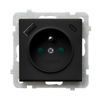 OSPEL - Gniazdo pojedyncze z uziemieniem z przesłonami torów prądowych, z ładowarką USB A+C GP-1RZPUSBAC/m/33 - GP-1RZPUSBAC/m/33